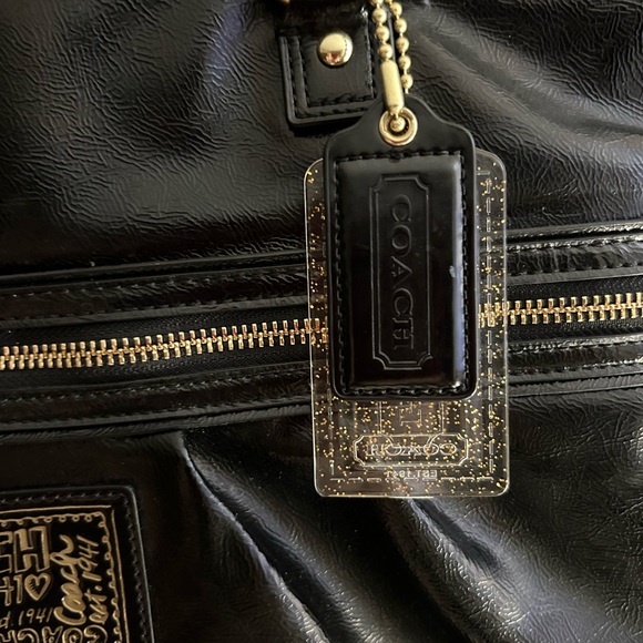 Coach Like New Poppy Daisy Liquid Gloss Patent Leather Tote Shoulder Bag - Picture 7 of 10